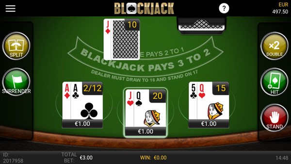 Blackjack odds card